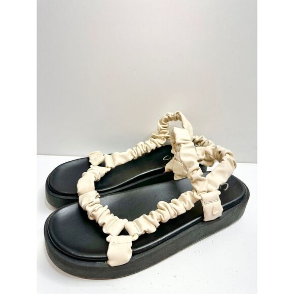 Sam Edelman Circus Sandals Womens Size 8 Cream Faux Leather Harlene Flatform - Picture 1 of 8